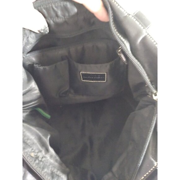 Lauren Ralph Lauren Large Black Leather Tote Bag Double Handles Lots Of Pockets - Picture 8 of 11